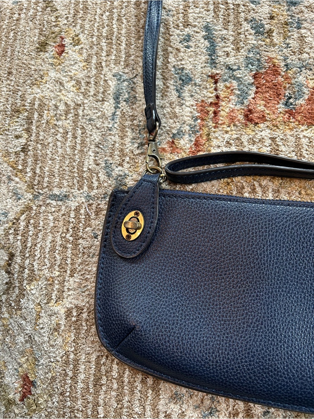 Joy Susan Navy Pebbled Crossbody Wristlet with Detachable Strap - Picture 4 of 9